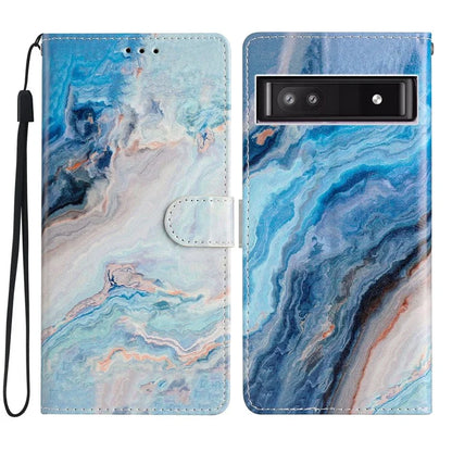 For Google Pixel 8a Case Pattern Printing Leather Phone Cover with Hand Strap