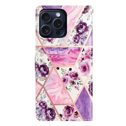 For iPhone 16 Pro Case Print Pattern Design PU Leather Phone Cover with Card Slots Wrist Strap