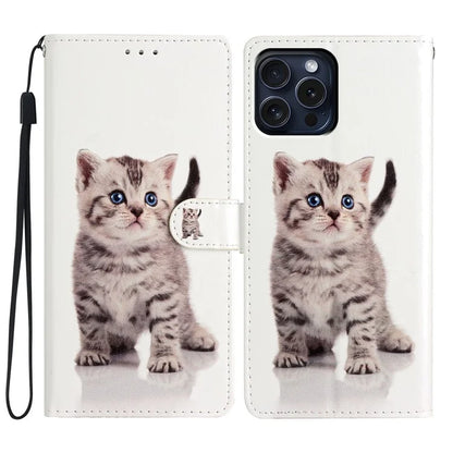 For iPhone 16 Pro Case Print Pattern Design PU Leather Phone Cover with Card Slots Wrist Strap