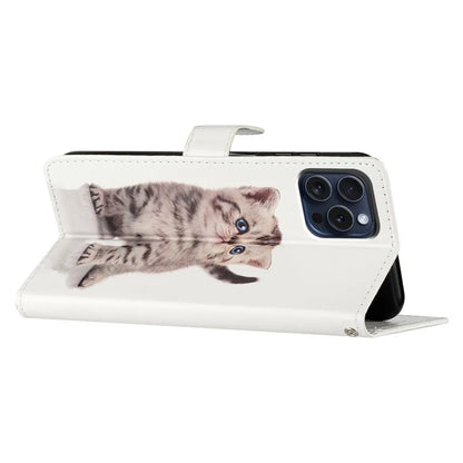 For iPhone 16 Pro Case Print Pattern Design PU Leather Phone Cover with Card Slots Wrist Strap
