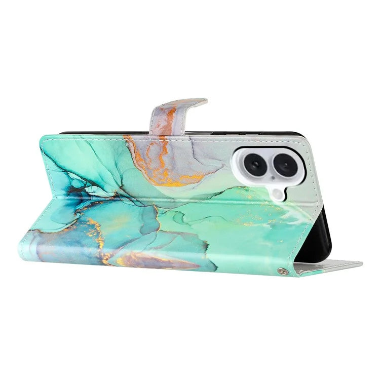 For iPhone 16 Case Card Slots Wallet Pattern Print PU Leather Phone Cover