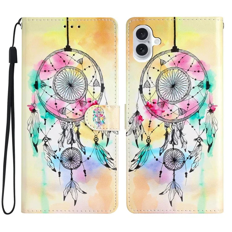 For iPhone 16 Case Card Slots Wallet Pattern Print PU Leather Phone Cover