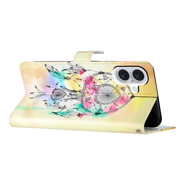 For iPhone 16 Case Card Slots Wallet Pattern Print PU Leather Phone Cover