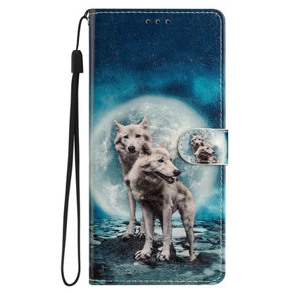 For iPhone 16 Pro Max Case Pattern Print PU Leather Card Slots Phone Cover with Wrist Strap