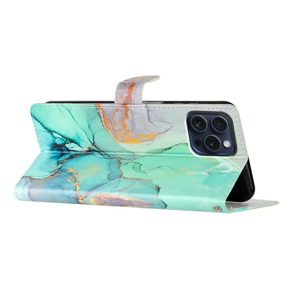 For iPhone 16 Pro Max Case Pattern Print PU Leather Card Slots Phone Cover with Wrist Strap