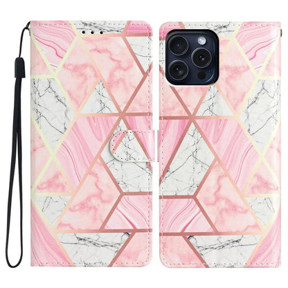 For iPhone 16 Pro Max Case Pattern Print PU Leather Card Slots Phone Cover with Wrist Strap
