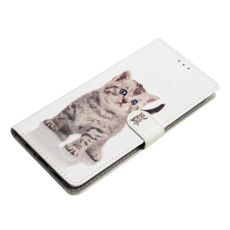 For iPhone 16 Pro Max Case Pattern Print PU Leather Card Slots Phone Cover with Wrist Strap