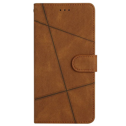 For iPhone 16 Case Line Pattern PU Leather Phone Case Crazy Horse Texture