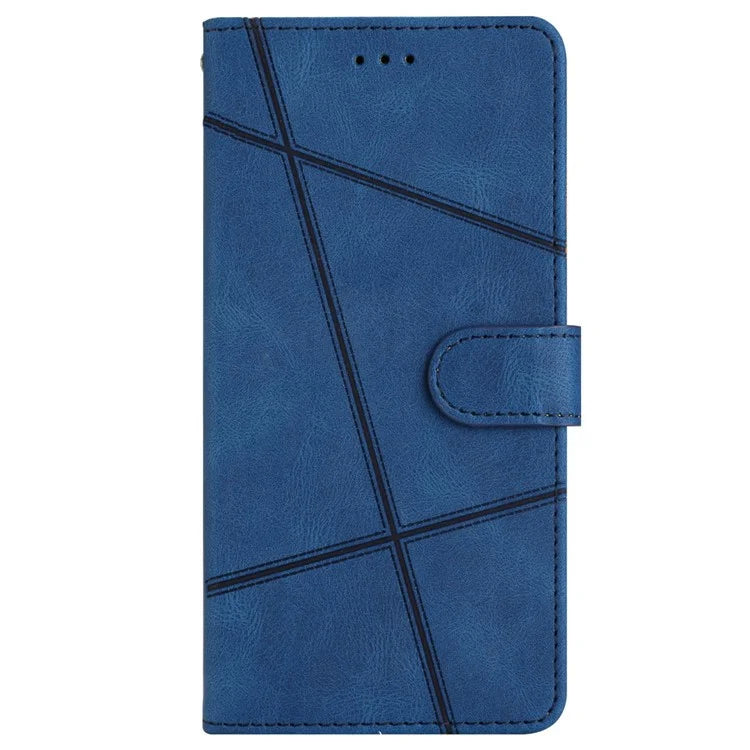 For iPhone 16 Case Line Pattern PU Leather Phone Case Crazy Horse Texture