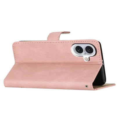 For iPhone 16 Case Line Pattern PU Leather Phone Case Crazy Horse Texture