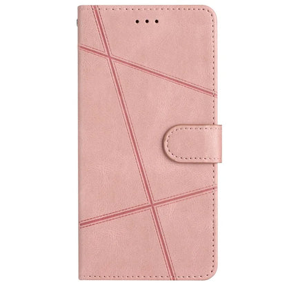For iPhone 16 Case Line Pattern PU Leather Phone Case Crazy Horse Texture