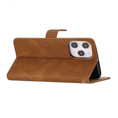 For iPhone 16 Pro Max Case Crazy Horse Texture PU Leather Wallet Stand Phone Cover