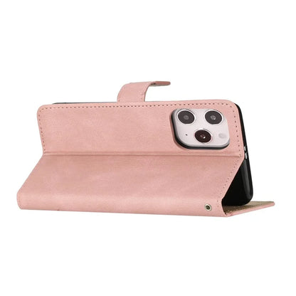 For iPhone 16 Pro Max Case Crazy Horse Texture PU Leather Wallet Stand Phone Cover