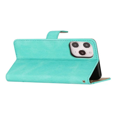 For iPhone 16 Pro Max Case Crazy Horse Texture PU Leather Wallet Stand Phone Cover