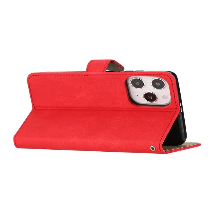 For iPhone 16 Pro Max Case Crazy Horse Texture PU Leather Wallet Stand Phone Cover
