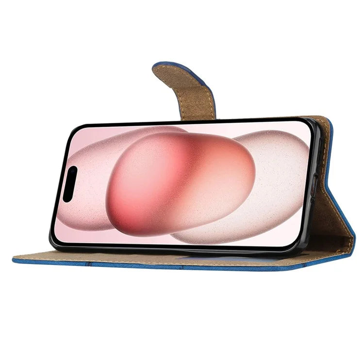 For iPhone 16 Plus Case Line Pattern PU Leather Stand Wallet Phone Cover
