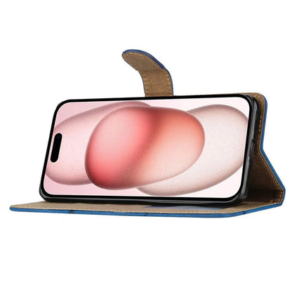 For iPhone 16 Plus Case Line Pattern PU Leather Stand Wallet Phone Cover