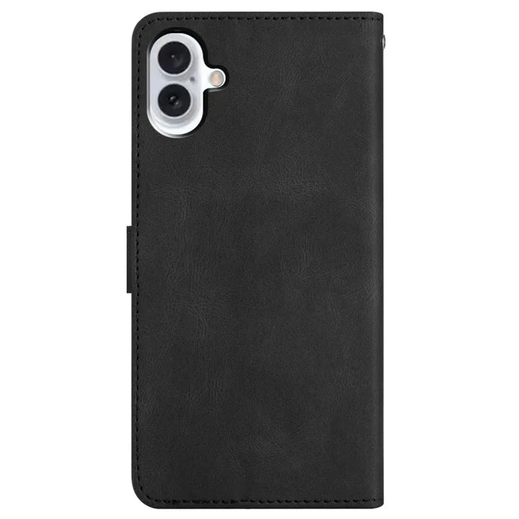 For iPhone 16 Plus Case Line Pattern PU Leather Stand Wallet Phone Cover