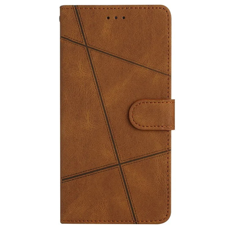 For iPhone 16 Plus Case Line Pattern PU Leather Stand Wallet Phone Cover