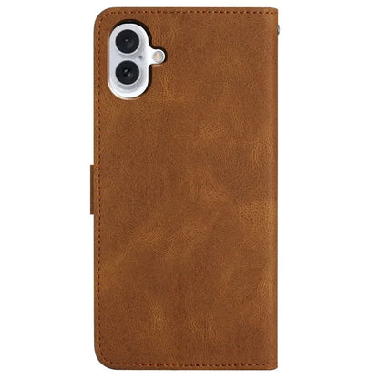 For iPhone 16 Plus Case Line Pattern PU Leather Stand Wallet Phone Cover
