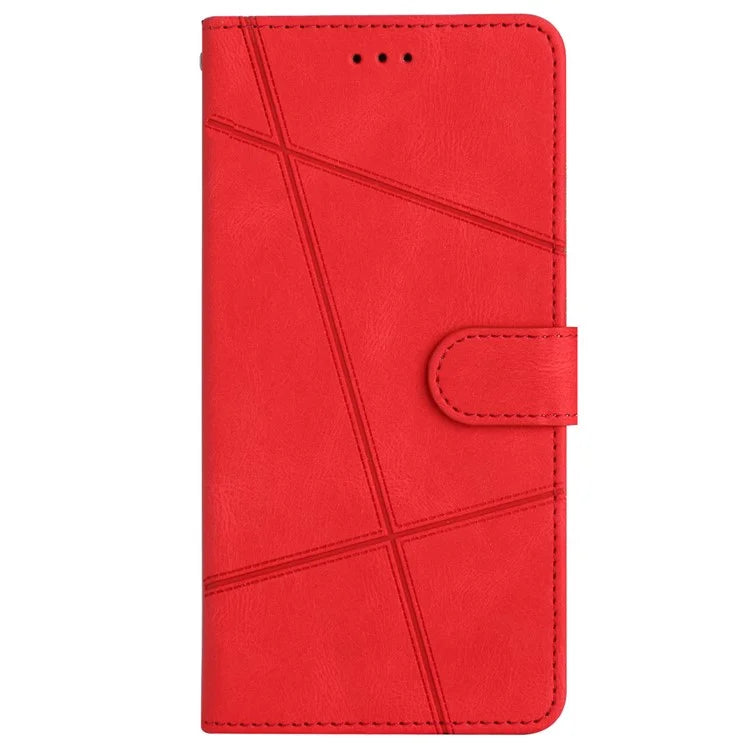 For iPhone 16 Plus Case Line Pattern PU Leather Stand Wallet Phone Cover