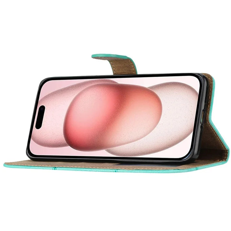 For iPhone 16 Plus Case Line Pattern PU Leather Stand Wallet Phone Cover