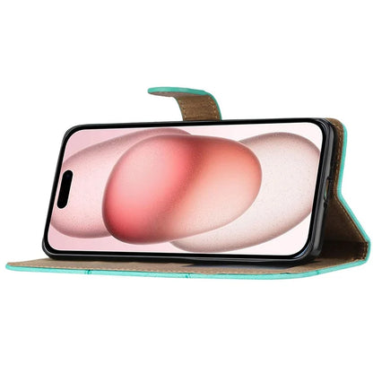 For iPhone 16 Plus Case Line Pattern PU Leather Stand Wallet Phone Cover