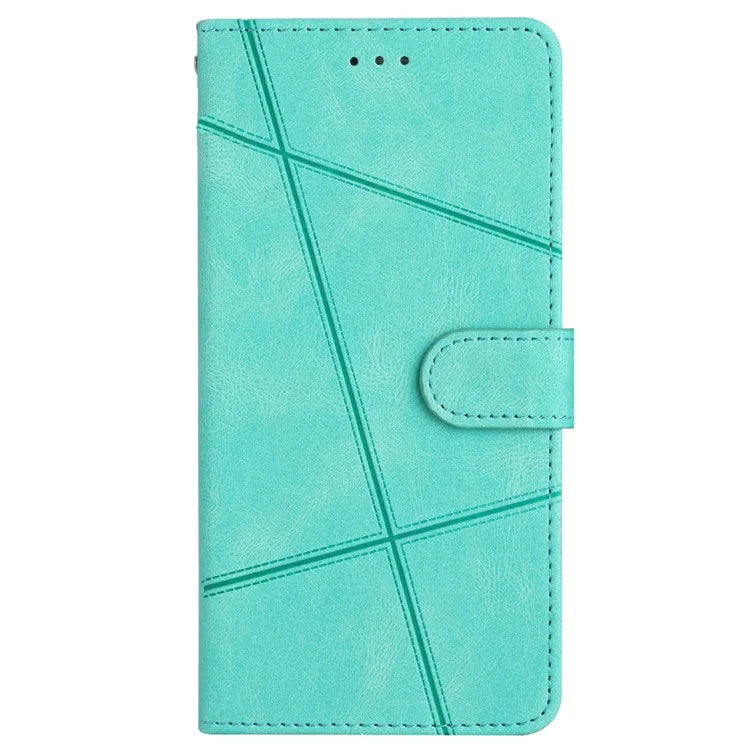 For iPhone 16 Plus Case Line Pattern PU Leather Stand Wallet Phone Cover