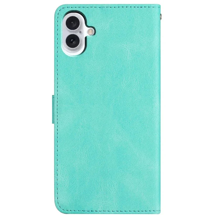 For iPhone 16 Plus Case Line Pattern PU Leather Stand Wallet Phone Cover
