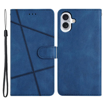 For iPhone 16 Plus Case Line Pattern PU Leather Stand Wallet Phone Cover