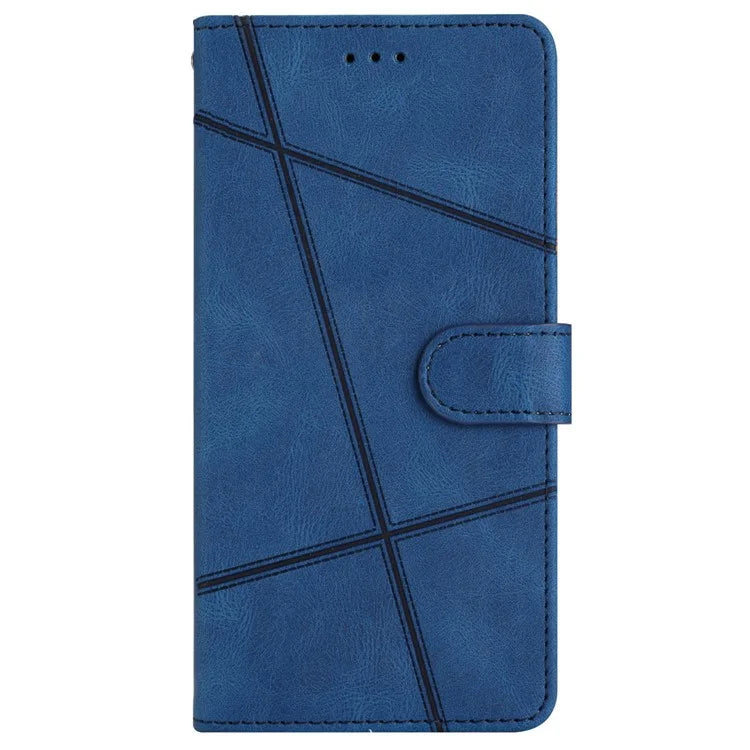 For iPhone 16 Plus Case Line Pattern PU Leather Stand Wallet Phone Cover