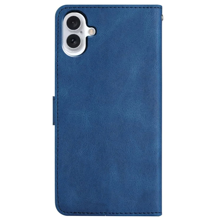 For iPhone 16 Plus Case Line Pattern PU Leather Stand Wallet Phone Cover