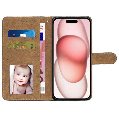 For iPhone 16 Plus Case Line Pattern PU Leather Stand Wallet Phone Cover
