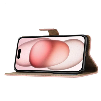 For iPhone 16 Plus Case Line Pattern PU Leather Stand Wallet Phone Cover