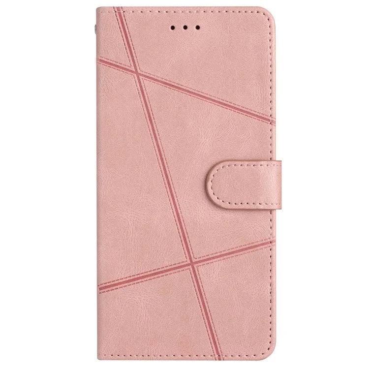 For iPhone 16 Plus Case Line Pattern PU Leather Stand Wallet Phone Cover