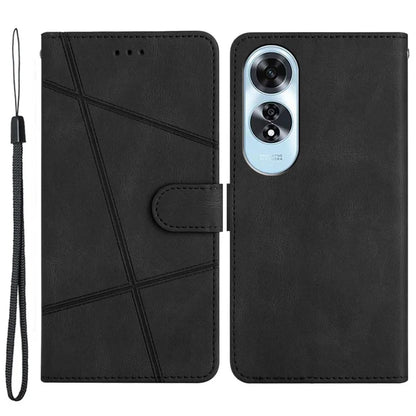 For Oppo A60 4G Case Line Pattern Flip Leather Phone Cover with Card Slots