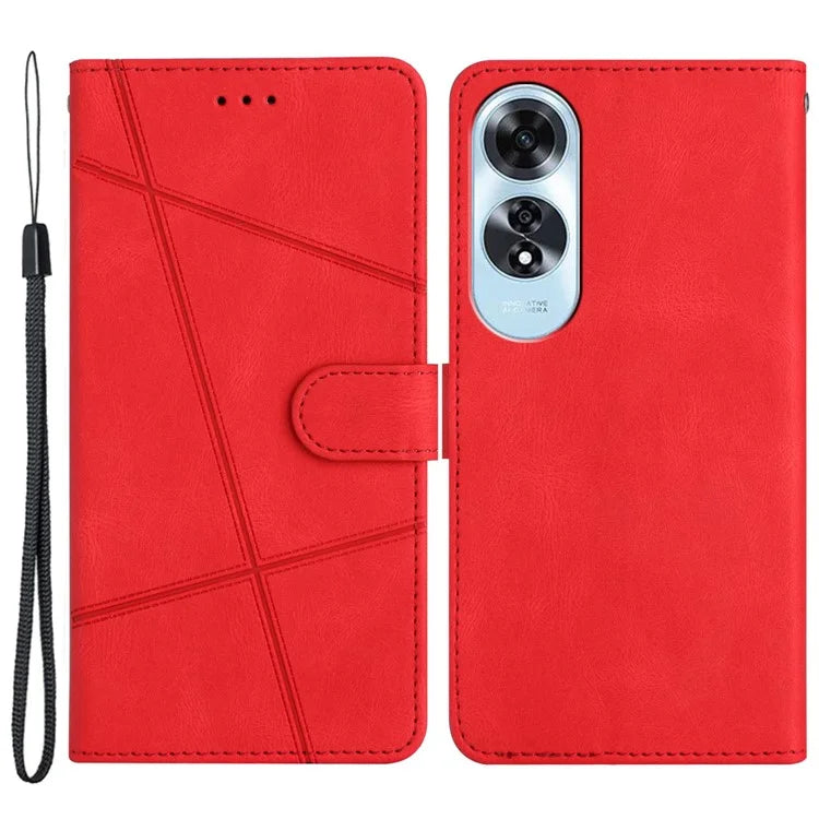 For Oppo A60 4G Case Line Pattern Flip Leather Phone Cover with Card Slots