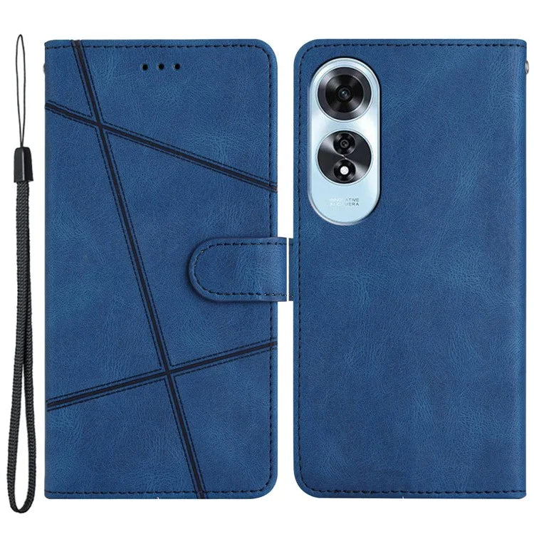 For Oppo A60 4G Case Line Pattern Flip Leather Phone Cover with Card Slots