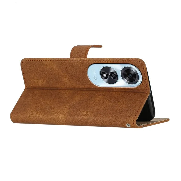 For Oppo A60 4G Case Line Pattern Flip Leather Phone Cover with Card Slots