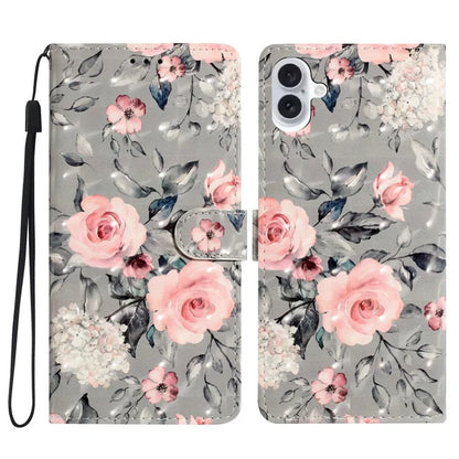 For iPhone 16 Plus Case PU Leather 3D Pattern Printing Wallet Phone Cover