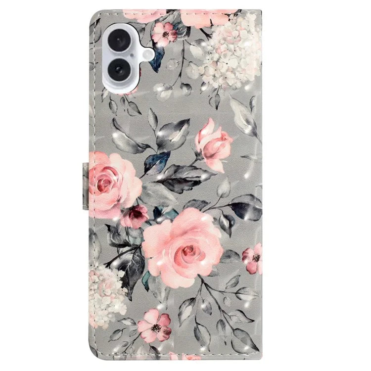 For iPhone 16 Plus Case PU Leather 3D Pattern Printing Wallet Phone Cover