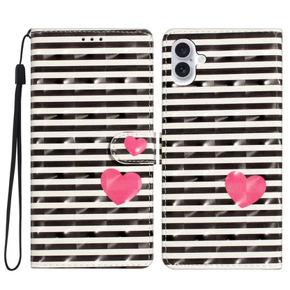 For iPhone 16 Plus Case PU Leather 3D Pattern Printing Wallet Phone Cover
