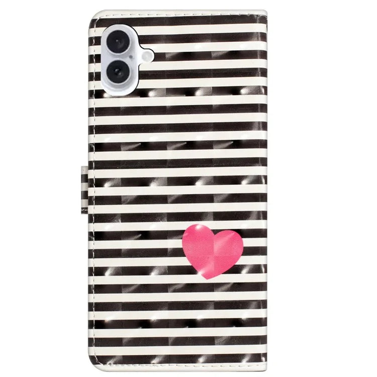 For iPhone 16 Plus Case PU Leather 3D Pattern Printing Wallet Phone Cover