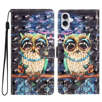 For iPhone 16 Plus Case PU Leather 3D Pattern Printing Wallet Phone Cover