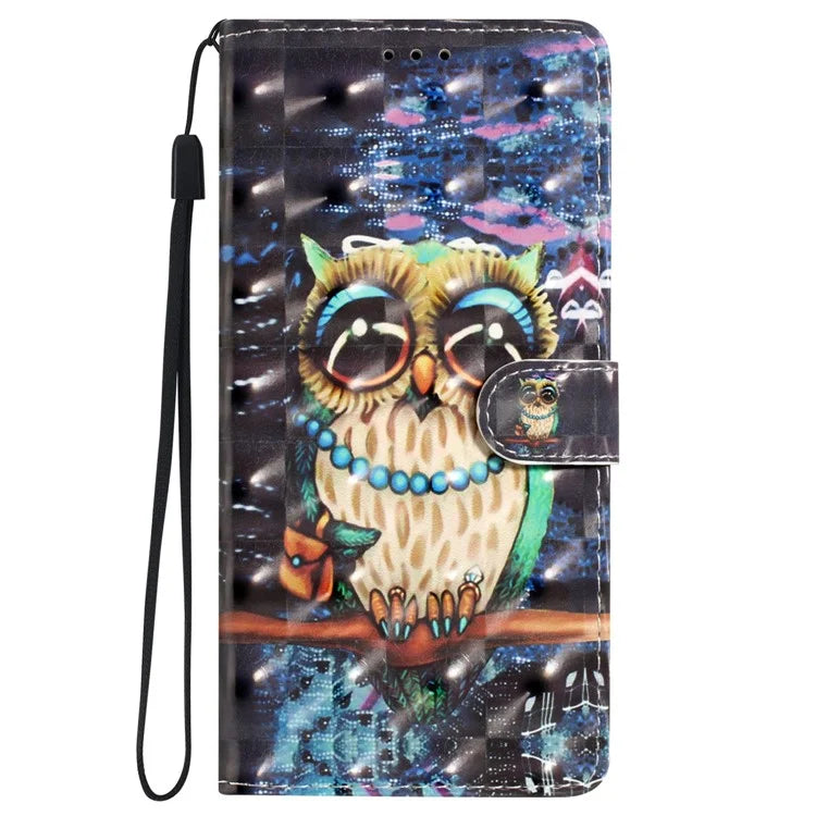 For iPhone 16 Plus Case PU Leather 3D Pattern Printing Wallet Phone Cover