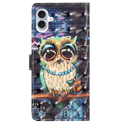 For iPhone 16 Plus Case PU Leather 3D Pattern Printing Wallet Phone Cover