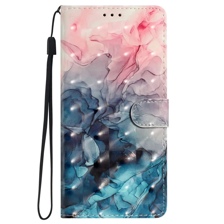 For iPhone 16 Case PU Leather 3D Pattern Printing Phone Wallet Cover