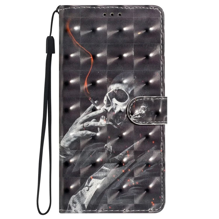 For iPhone 16 Case PU Leather 3D Pattern Printing Phone Wallet Cover