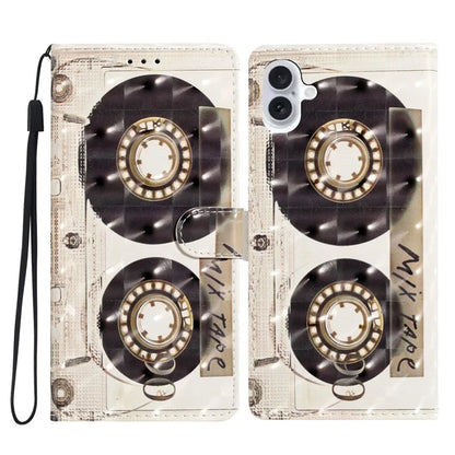 For iPhone 16 Case PU Leather 3D Pattern Printing Phone Wallet Cover