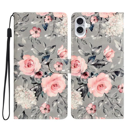 For iPhone 16 Case PU Leather 3D Pattern Printing Phone Wallet Cover